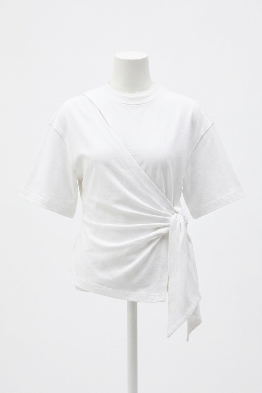 NEW JONATHAN SIMKHAI joline wrap tie t-shirt in optic white